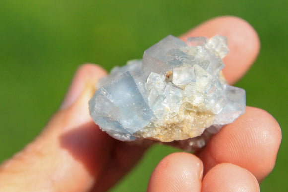 Blue Fluorite Cluster in natural sunlight