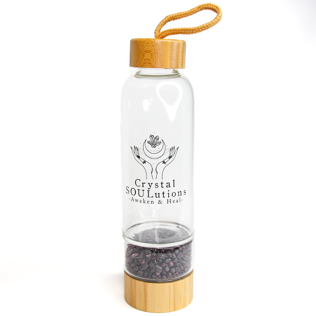 Crystal Water Bottle Elixir Set, Includes Black Tourmaline & Clear Quartz  Healing Crystals, Black Neoprene Sleeve