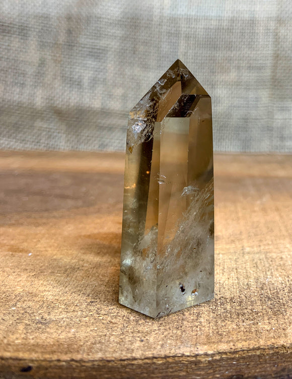 Citrine Polished Natural Point with Smoky Phantom